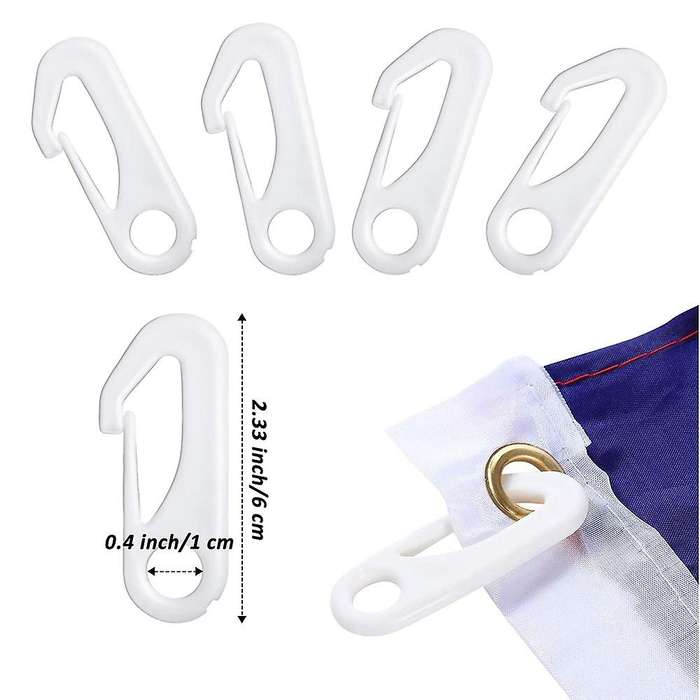 50 Feet X 1/4inch Flag Pole Halyard Rope with 4 Pieces Hook Clips