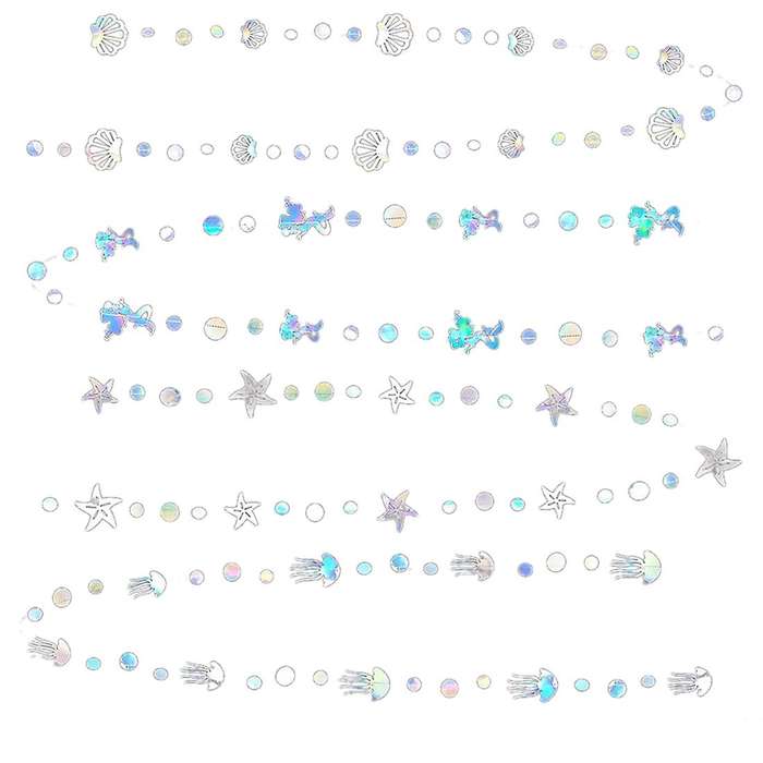 4pcs Iridescent Mermaid Garland with Jellyfish Seashell Starfish