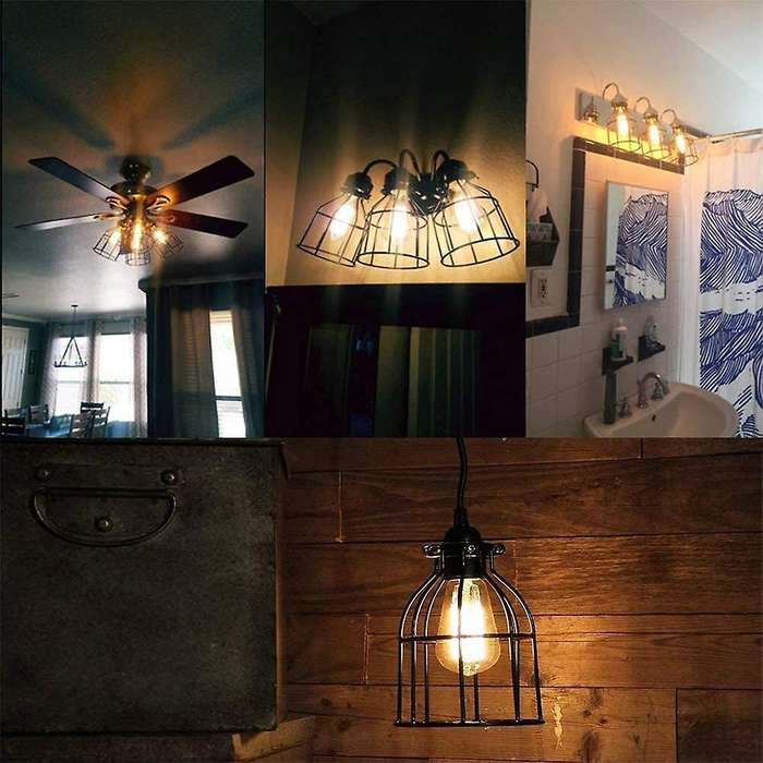 Diy Geometric Metal Iron Bird Cage Lampshade Pendant Lamp Guard