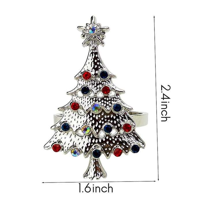 Christmas Tree Napkin Rings Set Of 8,for Wedding, Party (silver)