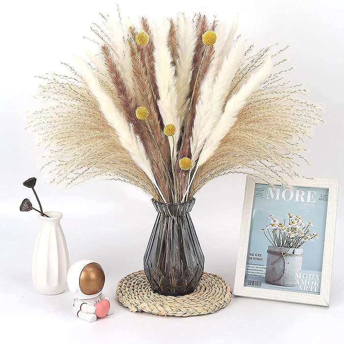 65pcs Dried Fluffy Pampas Grass Decor Tall,natural Pompous