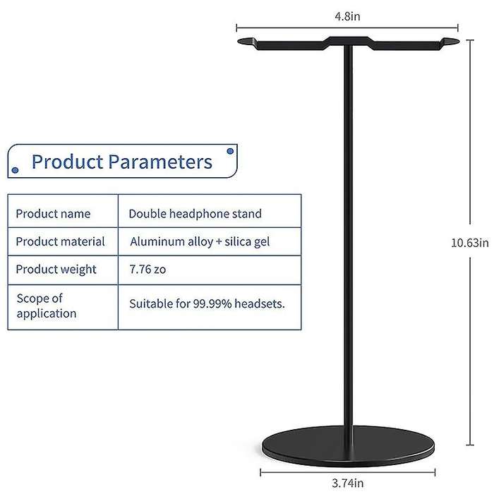 Aluminum Double Headphone Stand for Desk Pc Gaming Headsets Holder