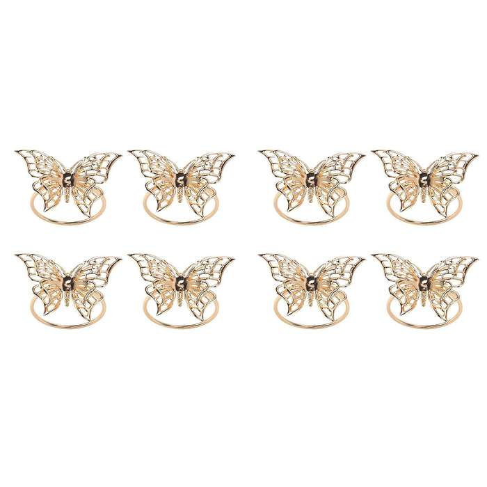 Napkin Rings Set Of 8 Gold Butterfly Napkin Rings Napkin Holders