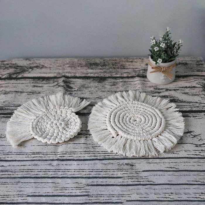 4 Pcs Boho Coasters Handmade Macrame for Drinks Bohemian Home Decor
