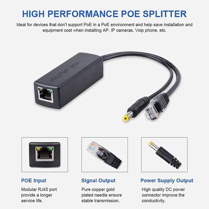 3pcs Poe Splitter 48v to 12v Poe Connectors Splitter Extender