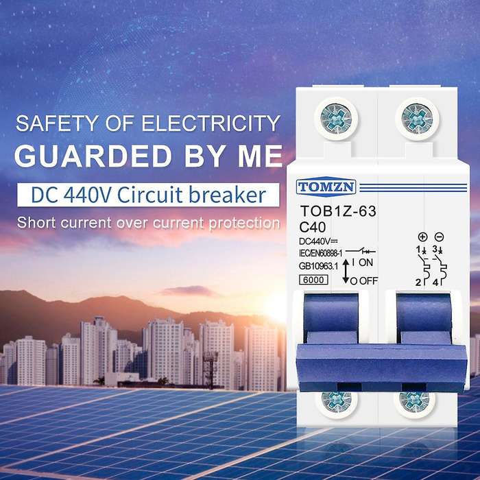 Tomzn 2p Dc Mcb 6ka 440v Mini Circuit Breaker for Overload, 63a
