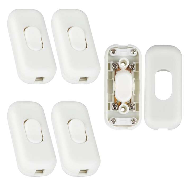 5pcs Inline Switch 6 Amp Inline Rocker, Ac 250v Inline Switch(white)