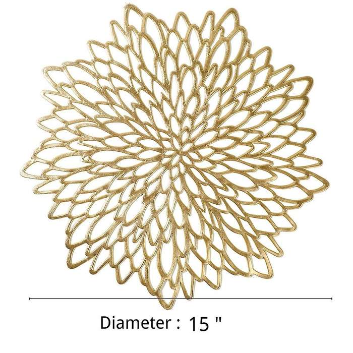 Table Mat Hibiscus Flower Bronzing Pvc Placemat Gold 6 Pieces