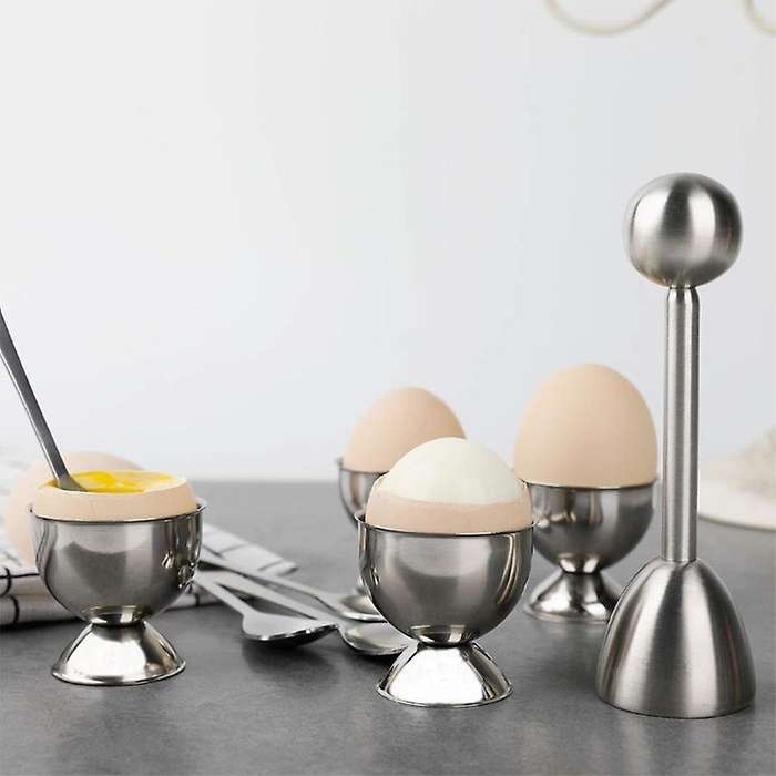 Egg Separator 1x Egg Opener, 4x Egg Spoon, 4x Egg Cup Stainless Steel