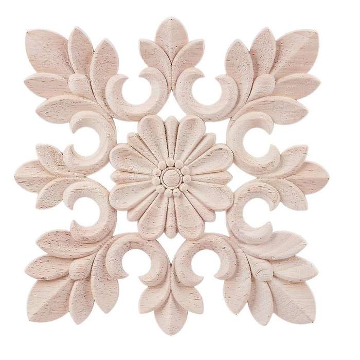 1x Rubber Wood Carved Onlay Applique Diy Decor C:20 X 20cm