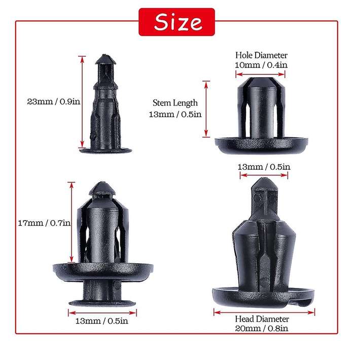 200pcs Bumper Clips for Honda and Acura Plastic Rivet Retainer Clips
