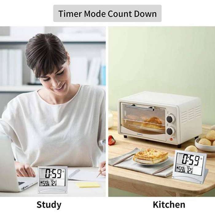 2 Pcs Digital Travel Alarm Clock Foldable Lcd Clock with Calendar
