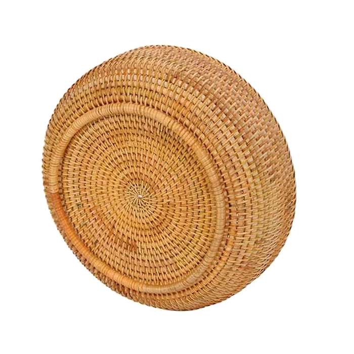 Hadewoven Round Rattan Fruit Basket Wicker Food Tray Storage Holder