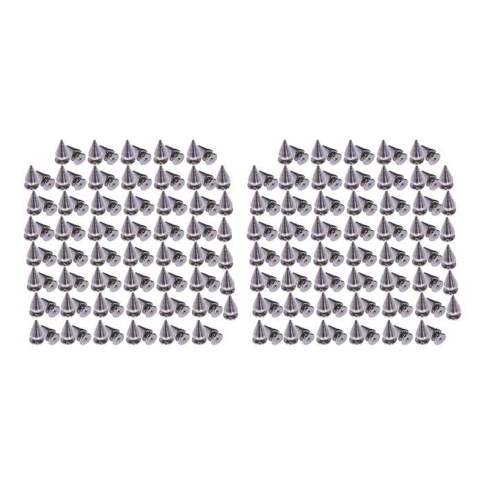 100pcs/set 9.5mm Silver Cone Spikes Studs Diy Craft Cool Rivets Punk