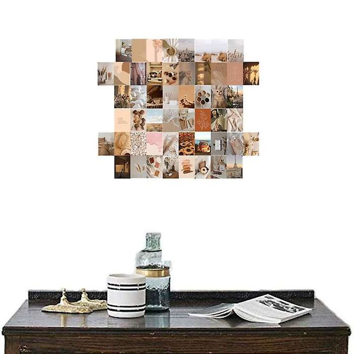 50pcs Beige Aesthetic Picture for Wall Collage,4x6 Inch Boho Cards