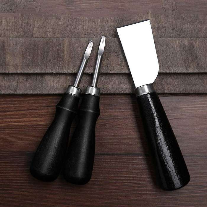 3pcs Leather Craft Tools Kit, Leather Cutting Knife with 2 Sizes