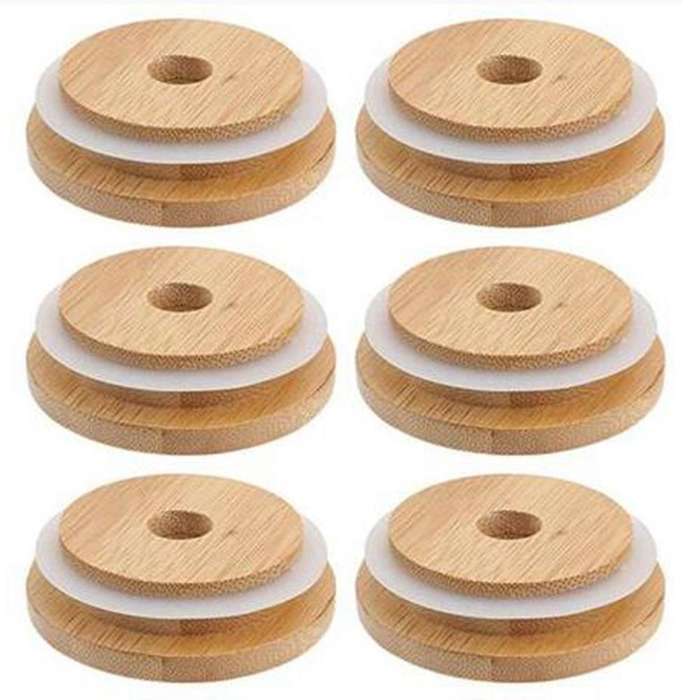 Reusable Bamboo Jar Lids 70mm for Wide Mouth Mason Jar(6 Pcs)