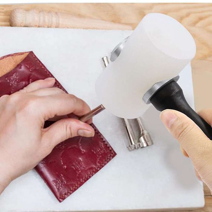 Wooden Handle Hammer T Shape Leather Nylon Hammer Diy Leather Tool