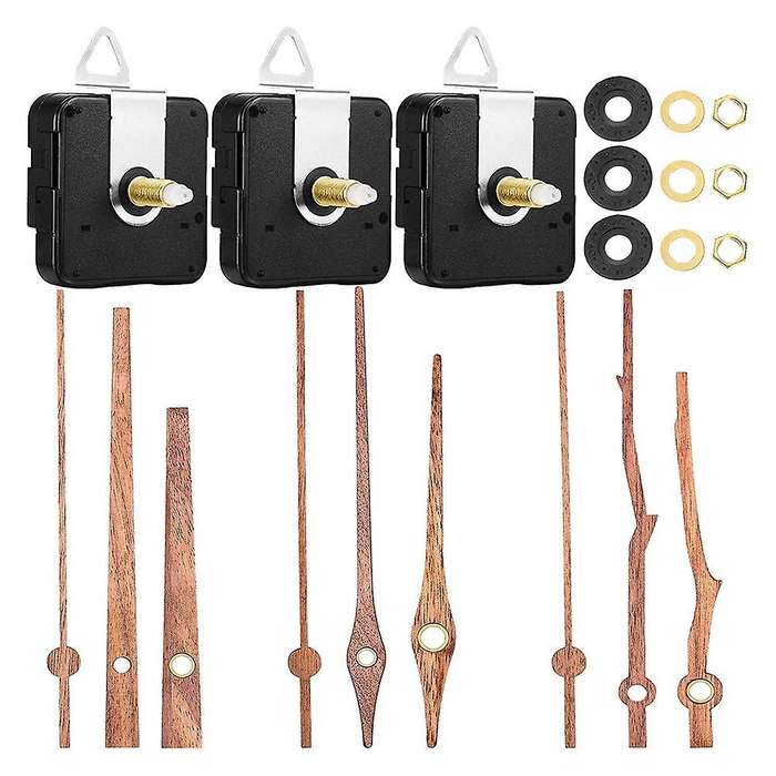 3 Pcs Quartz Clock Movement with 3 Types Of Walnut for Clock Repair