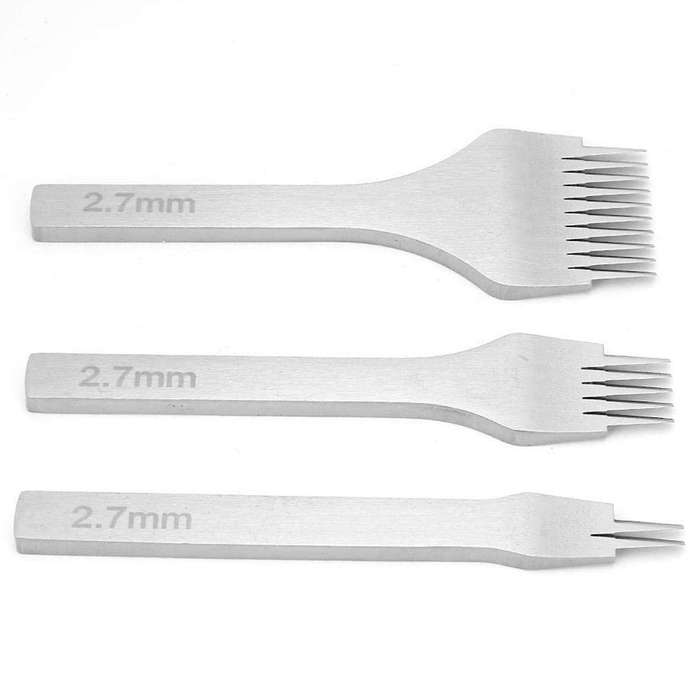 3 Pcs 2.7mm Leather Chisel Leather Mold Hole Punching Tool Kit
