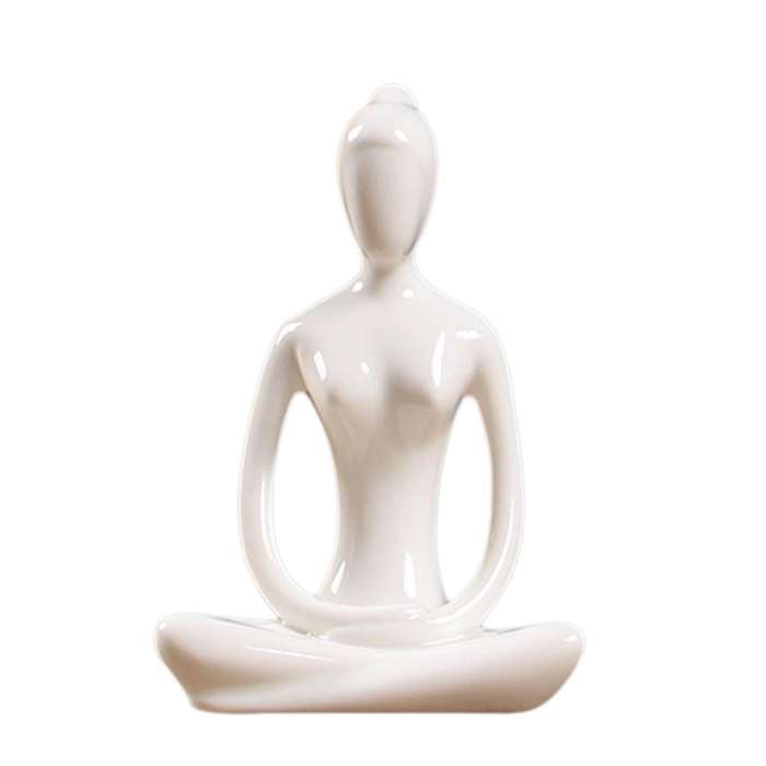Abstract Art Ceramic Yoga Poses Yoga Lady Figure Statue Ornament 3