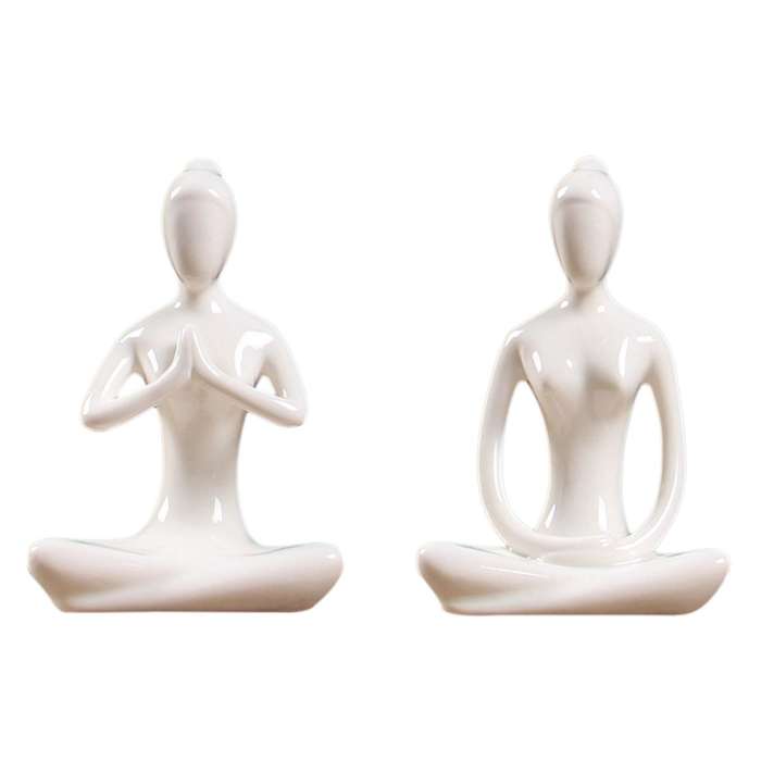 Abstract Art Ceramic Yoga Poses Yoga Lady Figure Statue Ornament 3