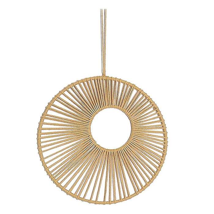 Round Macrame Wall Hanging Double-ring Woven Home Decor for Bedroom