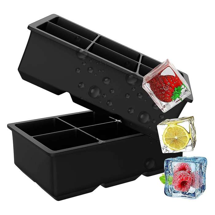 Black Reusable Ice Tray, for Whiskey, Cocktails, and Party Drinks