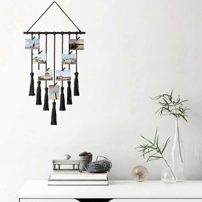 Hanging Photo Display Macrame Wall Hanging for Apartment Bedroom