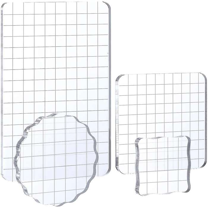 4 Pack Large Acrylic Stamp Block Clear Stamping Tools Set