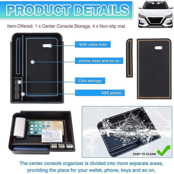 Central Console Armrest Box for Nissan Sentra 2020-2022 Orange+blue