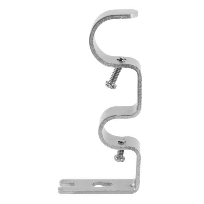 3pcs/set Curtain Rod Brackets Heavy Duty Double Rod Holders Silver