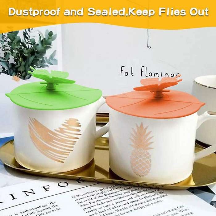 6pcs Silicone Cup Covers Butterfly Mug Cup Lids Anti-dust Airtight