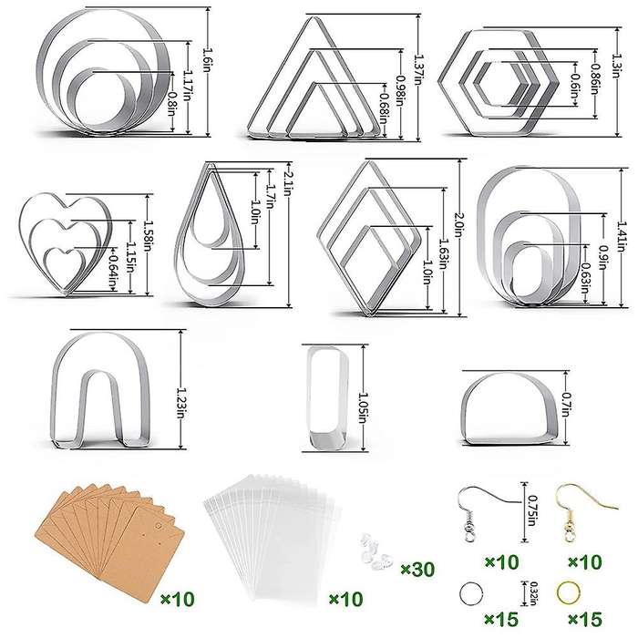 24pcs Polymer Clay Cutters 10 Shapes Stainless Steel Clay Cutters