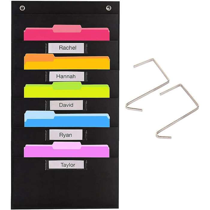 5 Pocket Heavy Duty Storage Pocket Chart, Hanging Wall File Organizer