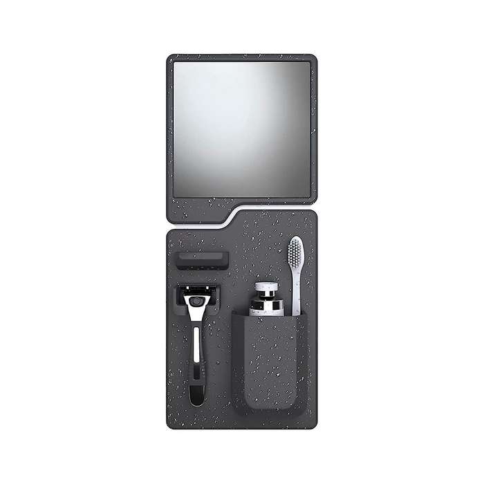 Shower Mirror & Organizer- Toothbrush Holder and Non-fogging Mirror