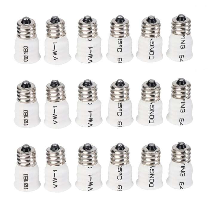 18-pack E12 to E14 White Bulb Converter Led Light Holder Lamp Adapter