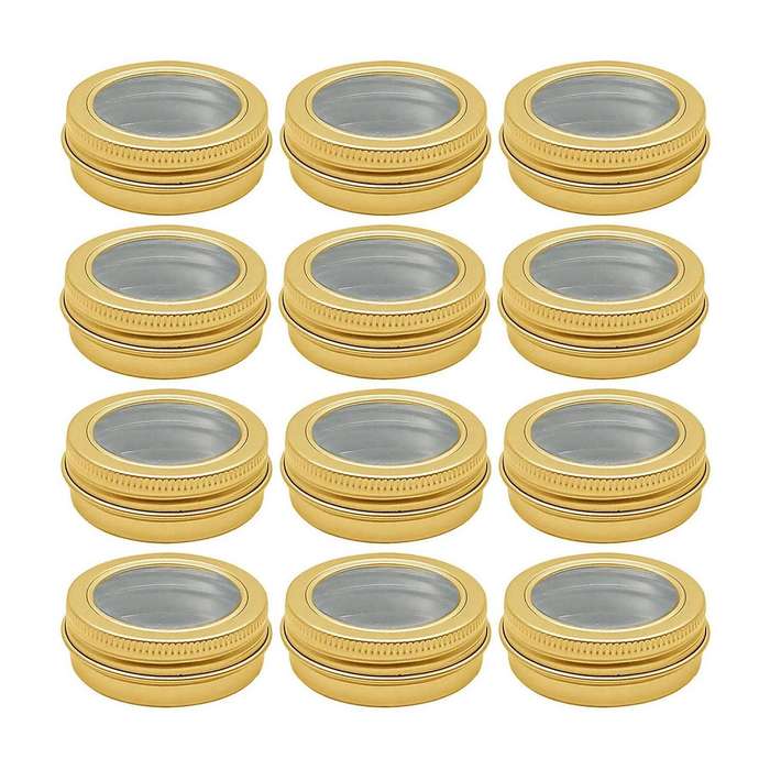 12 Pcs Aluminum Tin Jar 2 Ounce 60 Ml Containers with Lids Round