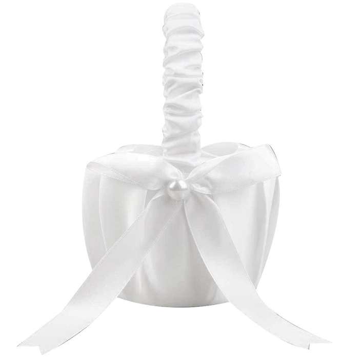 2 Pack Wedding Satin Flower Basket,bowknot Party Rose Flower Basket