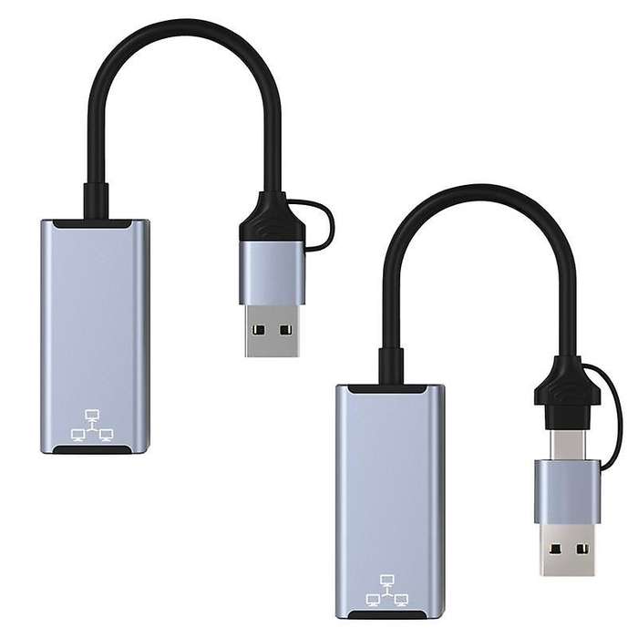 Usb C/usb A to Rj45 Network Card 2-in-1 Network Card Adapter 100mbps