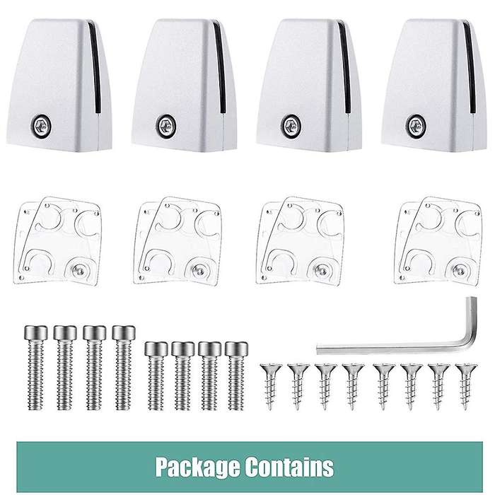 4 Pieces Sneeze Guard Bracket Support Aluminum Alloy Bracket (white)