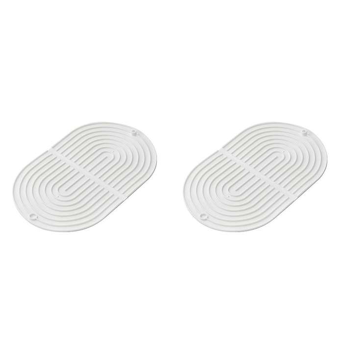 2pcs Tpr Dish Drying Mat for Kitchen Sink Protection Mat (white)