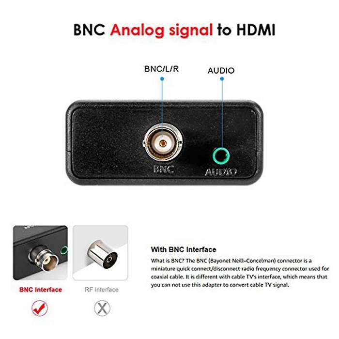 Bnc to Hdmi Converter Adapter Female Cvbs Bnc Hdmi Coax 1080p Output