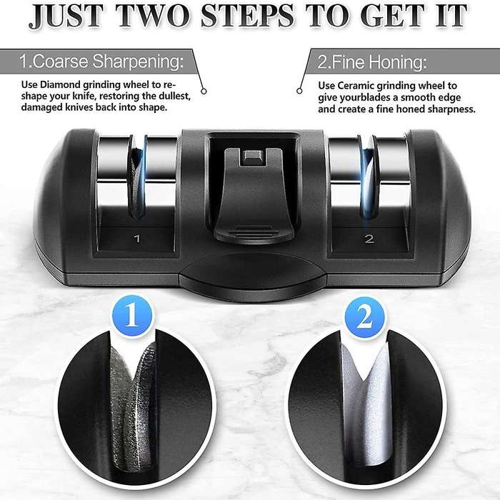 Knife Sharpener, Manual Kitchen Knife Sharpener with Suction Cup