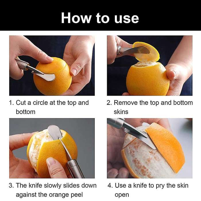 5pcs Fruit Peeler Set, Stainless Steel Orange Peeler Tool Curved