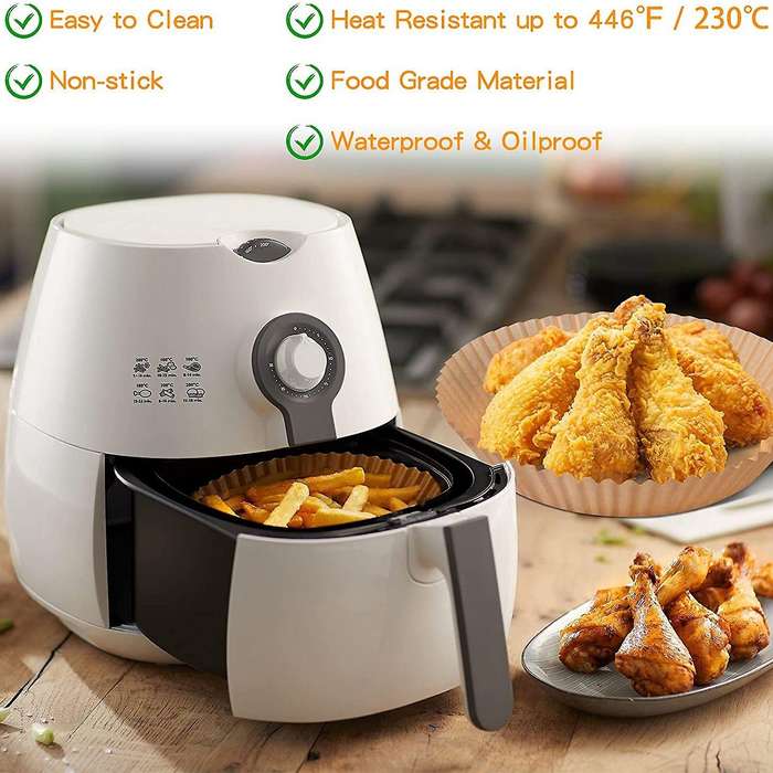 150 Pcs 6.3 In Air Fryer Disposable Paper Liner for Basket with Brush