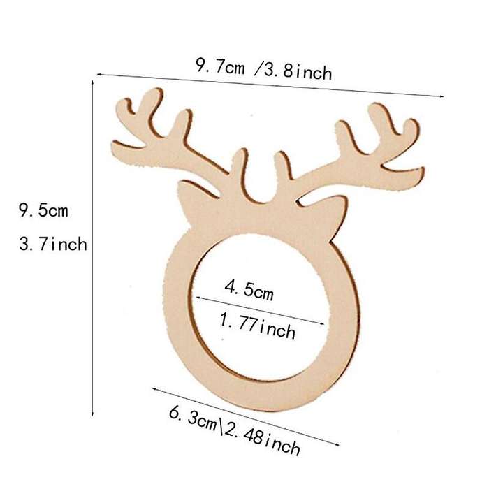50pcs Reindeer Antler Place Card Napkin Holder Mini Wooden Ring