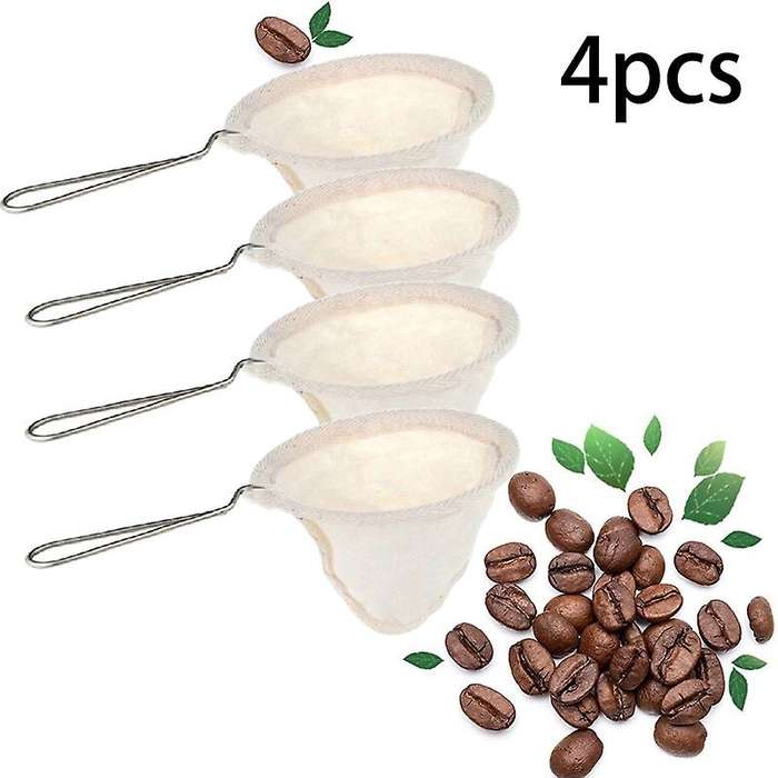 4pcs Flannel Cloth Coffee Filter Strainers with Handle for Home Use