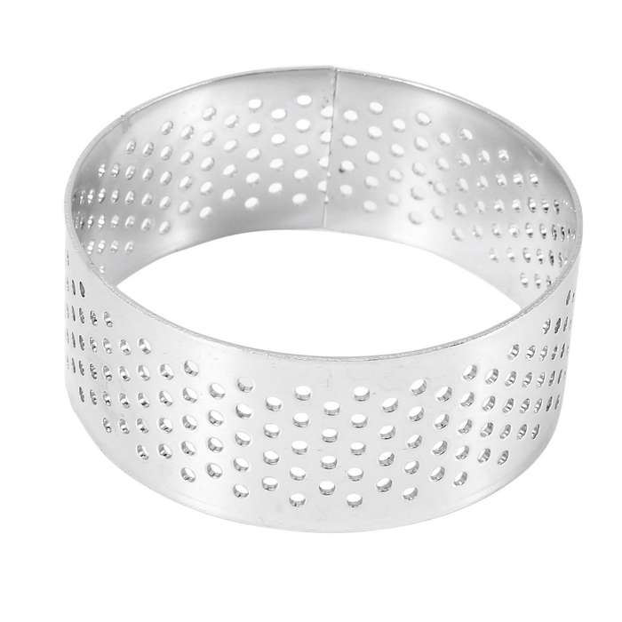 10 Pack 5cm Stainless Steel Tart Ring, Heat-resistant Perforated Cake