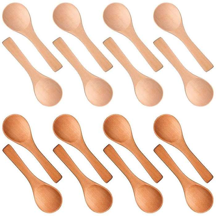 50 Pieces Wooden Spoon Mini Natural Spoon for Kitchen (mixed Color)